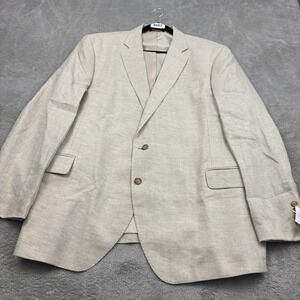 NWT Lands' End Linen Sport Coat Blazer Mens 48 Beige Two Button Preppy Neutral